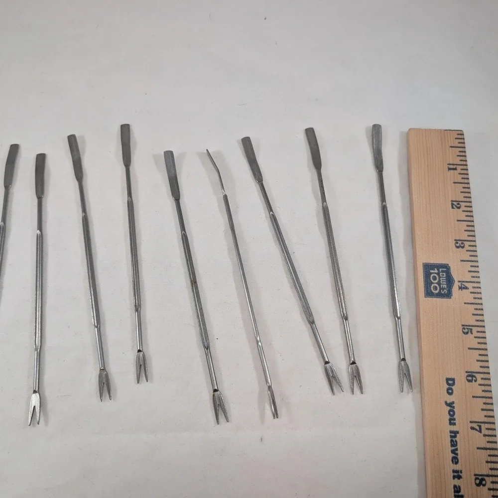 Vintage Stainless Steel Seafood Crab Lobster Picks Forks Set of 10 Scoop Tools